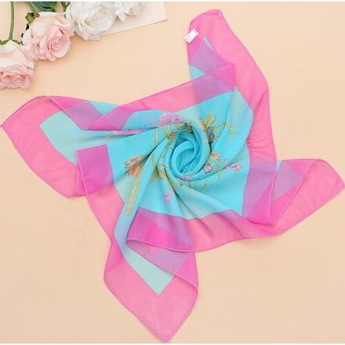 2021 Female Beach Stoles Women Scarf Fashion Polka Floral Soft Silk Scarves Lady Square Shawls Foulard Beach Wraps Bandana Snood