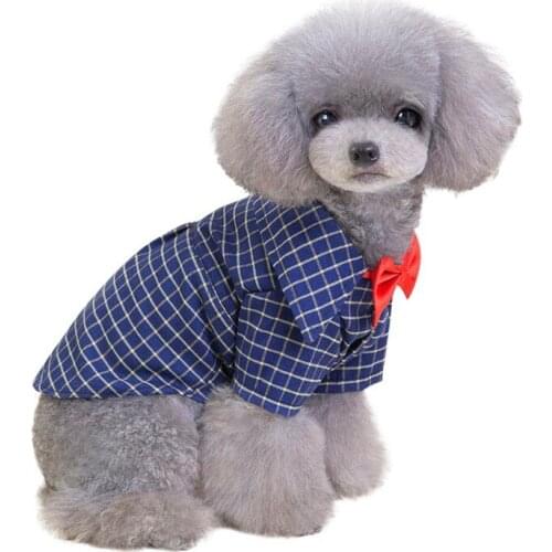 Plaid Shirt Pet Clothing Dog Wedding Suit for Dog Clothes Small Costume French Bulldog Summer Formal Shirt with Collar Perro #4