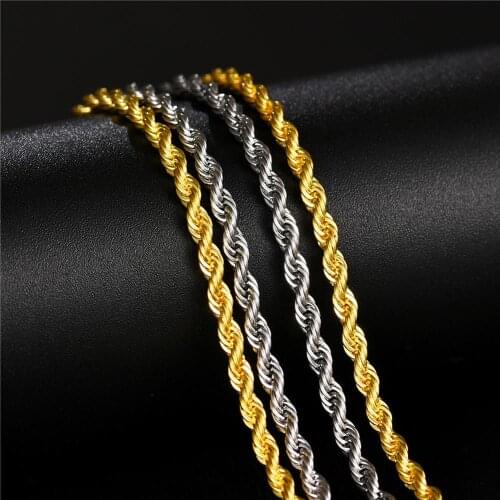 Silver Color/Gold Color Stainless Steel Chain For Jewelry Making 3mm Width Metal Twist Chain Bulk Cadenas 60cm Wholesale 10pcs