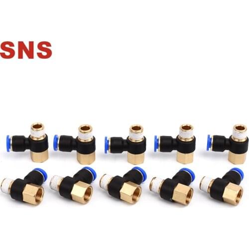 SNS SPHF Series Pneumatic 90 Degree Elbow Male-Female Thread Push To Connect Pipe Fittings Quick Tube Joints