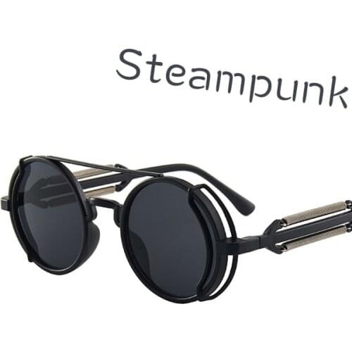 Retro Steampunk Sunglasses UV400 Round Frame Design Colored Lenses Glasses Eyewear Gothic Men Women Sun glasses