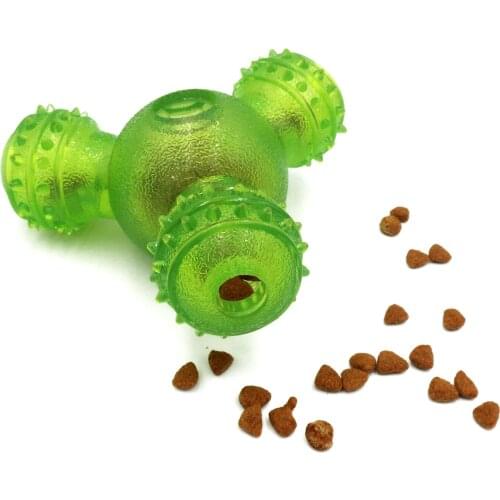 Pet Three Holes Tumbler Portable TPR Transparent Pet Cleaning Molars Feeding Educational Toys Popular