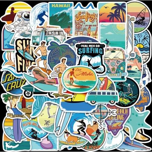 10/50PCS Outdoor Surfing Graffiti Stickers For Summer Sports Tropical Beach Luggage DIY Car Skateboard Decal Stickers Waterproof