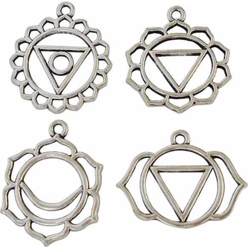 20 x Tibetan Silver Open Geometric Triangle Flower Charms Pendants Necklace Bracelet Jewelry Making Accessories