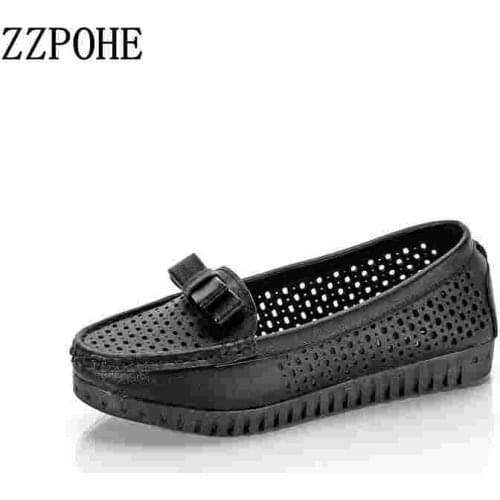 ZZPOHE Shoes Woman Spring Summer Fashion Slip On Women Flat Shoes Female leather Casual Soft Driver Shoes