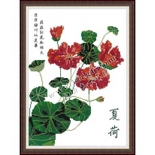 Everlasting Love Summer Lotus Ecological Cotton Chinese Cross Stitch Kit Printed 11CT 14CT Stampted DIY Wedding Home Decoration
