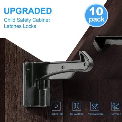 Safety Drawer Locks Baby, Invisible Spring No Drilling Children Proofing Latches Locks for Kitchen Cabinet & Drawer 10 Pack
