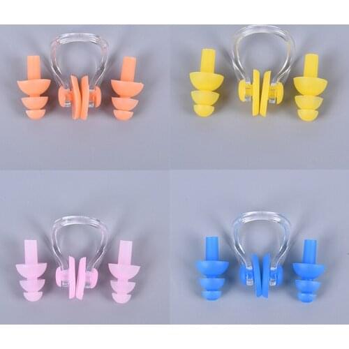 Unisex Nose clip Earplugs Waterproof Swimming Nose Clip Soft Silicone Ear plugs Set Surf Diving Swimming Pool Accessories 1pcs