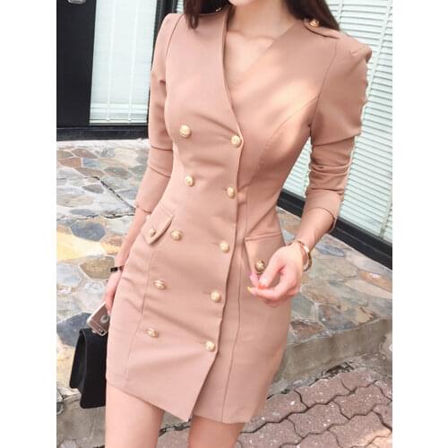 Fashion women new arrival solid temperature high quality slim v-neck pencil dress OL sexy work style comfortable fresh dress