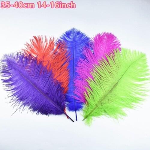 10Pcs/Lot Colored Ostrich Feather for Crafts 35-40cm14-16" Ostrich Feathers for Needlework Wedding Centerpiece Party Accessories