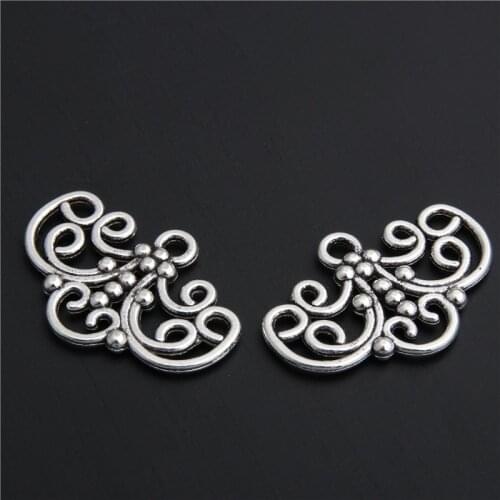 20pcs Silver Color Lovely Flower Fleur De Lys Chandelier Connector Link Charm Pendant A2828