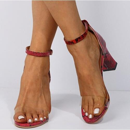 2020 new summer womens shoes with buckle increase become thinner square heel pointed toe Snake pattern womens shoes U23-15