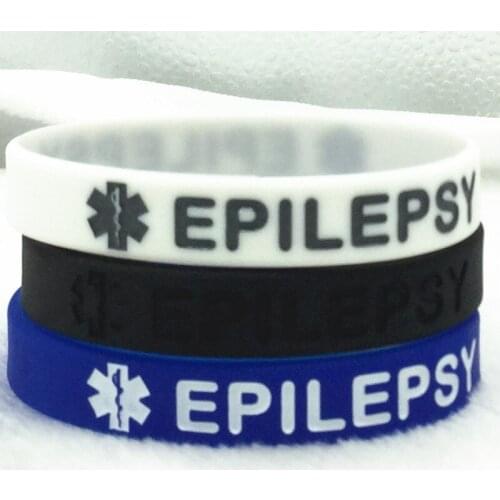 50pcs Silicone Bracelet&Bangles Epilepsy Allergy awareness medical alert silicone Wristband Fashion Jewelry Bracelet
