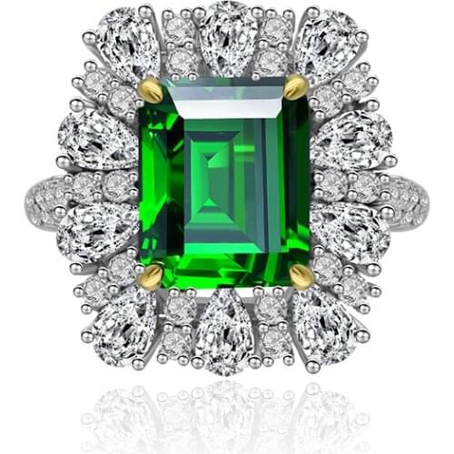 Vintage 9*11MM Emerald Diamond Genuine 925 Sterling Silver Fine Jewelry Gemstone Rings For Women Wholesale Gifts