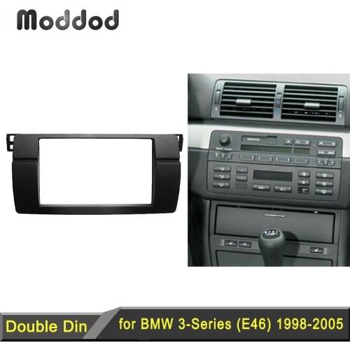 Double Din Car Radio Fascia for BMW 3 Series E46 1998-2005 Stereo Panel Dash Installation Trim Kit Frame Surround Plate Bezel