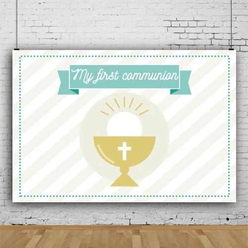 White Simple Banner My First Communion Background for Kids Portrait Photography Decors Backdrops Studio Prop Accessories