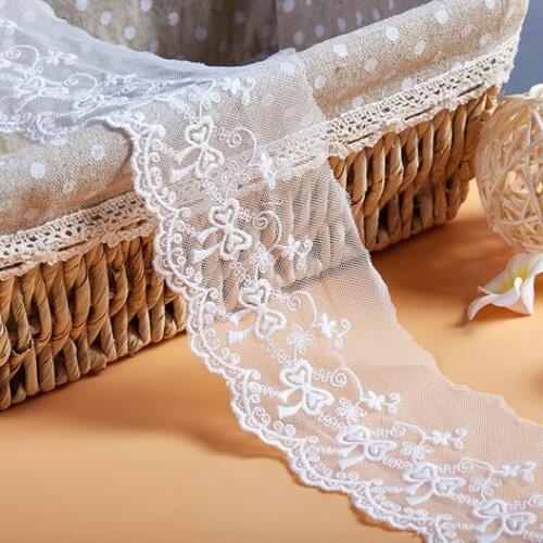 Free Shipping Natural-white Vintage Soft Gauze Small Embroidery Lace Trim Lace Fabric DIY Sewing Crafts Width 8cm 5Yds/lot