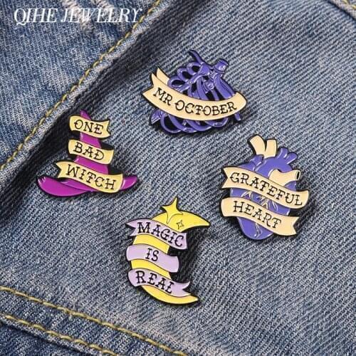 Doctors Scientists Wearing Organ Brooch Pins Purple Magic Hat Brooch Moon Pins School Bag Lapel Clothes Wearing Enamel Jewelry