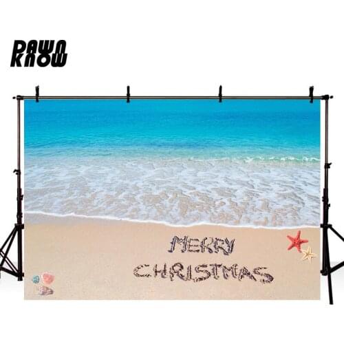 DAWNKNOW Merry Christmas Sand Seaside Photography Background Backdrops Children Family Celebrate Photocall Photo Studio lv1202