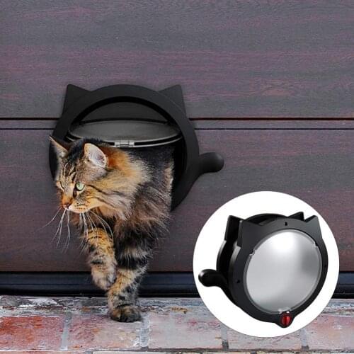 Pet Door Round Security ABS 4 Ways Modes Interior Exterior Door for Dog Containment
