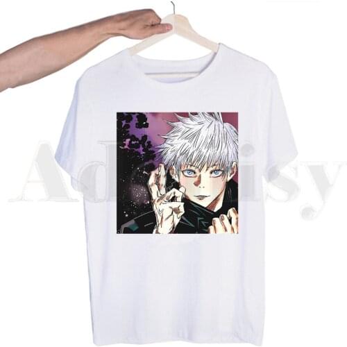 Anime Jujutsu Kaisen Gojo Satoru Yuji Itadori Tshirts Men Fashion Summer T-shirts Tshirt Top Tees Streetwear Harajuku Funny