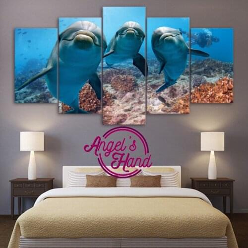 Deep Ocean Swimming Dolphin Diy Diamond Painting Embroidery Full Diamond Cross Stitch Needlework Rhinestone Home painting Decor