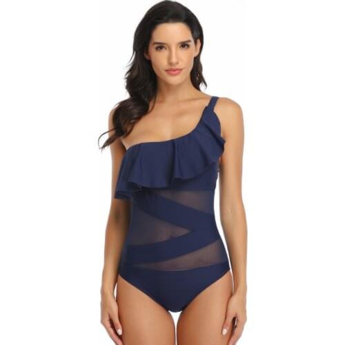 Swimsuit Women Removable Ruffled Mesh Lace Swimwear