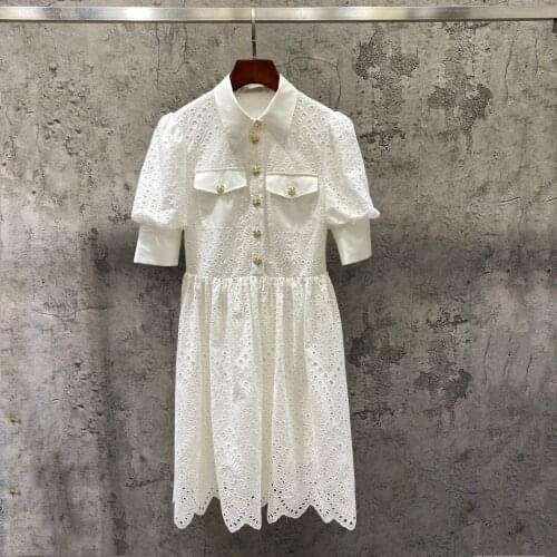Summer Luxury 2021SS Women Embroidery Cotton White Fashion Dress Rmsx 7.09