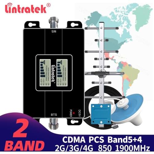 Lintratek 850 CDMA B5 signal booster 1900 2G 3G 850MHz LCD display repeater 1900MHz network amplifier CDMA PCS dual band Booster