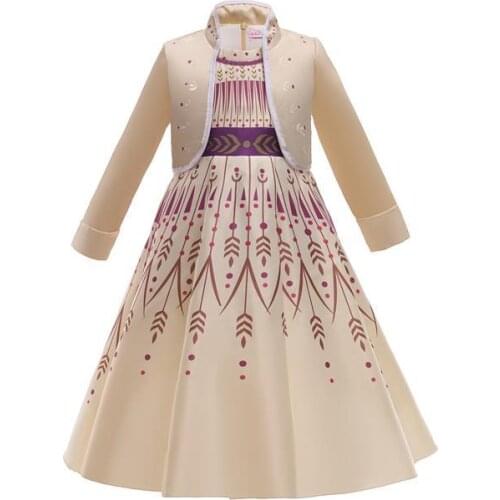 Anna Princess Girl Costume Snow Queen Kid Purim Halloween Child Elsa Fancy Dress