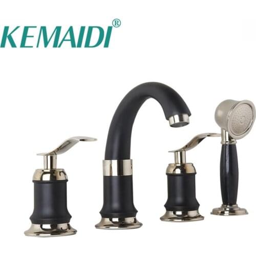 KEMAIDI New Arerival Bathroom 4 Pcs Shower Set Bathtub Shower Set Black And Golden Painting Finished Shower Set