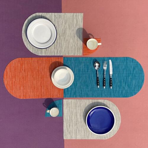 Placemat Washable Set Dual Side Tableware Pad Placemat Leather Heat Pvc Waterproof Non-Slip Bowl Coaster Kitchen