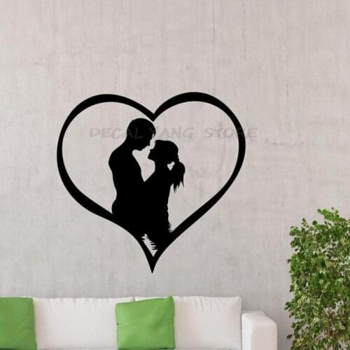 Heart Wall Decal Love Romantic Man Woman Valentines Day Gift Vinyl Window Sticker Couple Bedroom Home Art Decor Wallpaper 1544