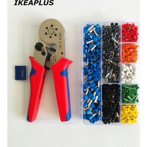 HSC8 6-6A 0.25-6mm2 AWG 23-10 Insulated Terminals Crimping Crimper Pliers Tool With 800PCS Cable Wire End Sleeves Ferrules Kit