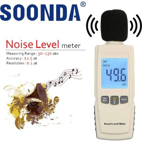 Original Digital 30~130dB Decibel Monitor Audio Sound Level Meter Noise Measuring Instrument 31.5Hz~8KHz Meter 0.1dB Resolution