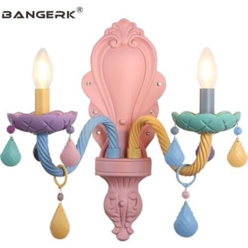 Nordic Modern Stained Glass Crystal Sconce LED Wall Light For Home Children Room Bedside Wall Lamp Decor Lighting Fixtures