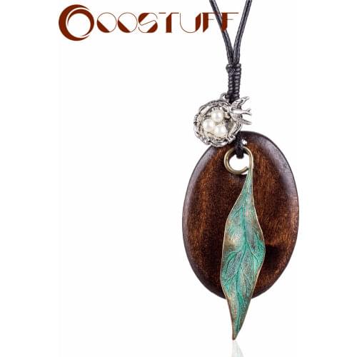 Vintage Jewelry Long Necklace for Women Statement necklaces & pendant Leaf & Wood Pendant Suspension Jewellery Hotsale 2020 New