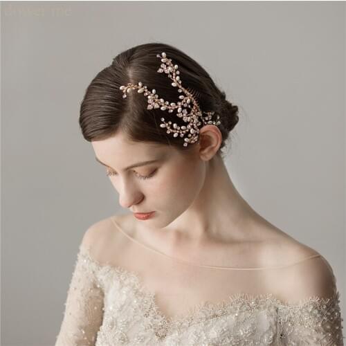 Gold Rhinestone Branch Hair Comb For Bride Handmade Wedding Accessories Bridal Hair Ornament Women Prom Headpiece