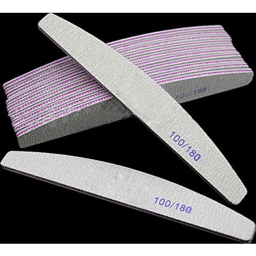 10/100Pc 100/180 Half Moon Nail File Sandpaper Professional Double Side Buffer Manicure Care Tools Sanding Block Pedicure#TF13