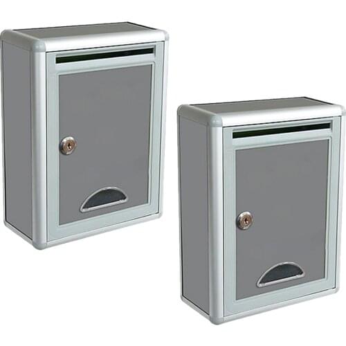 2packs Aluminium Alloy Wall Mounted Mailbox Lockable Letterbox Post Box Vertical Locking Drop Mail Box