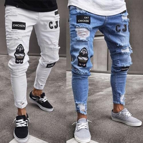 2021 Mens Hot Style Fashion Hip Hop High-end Stretch Slim Jeans Rig Badge Embroidery Tight Casual Skinny Pants