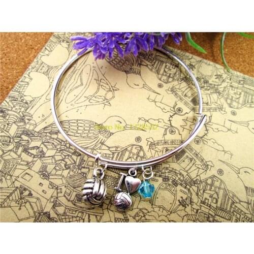 3pcs/lot Hot sale 65mm bangles volleyball bracelet sports bangles I heart volleyball ,3D mini volleyball bangles