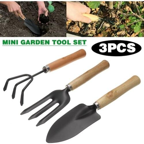 3Pcs Mini Gardening Tool Set Cultivator Fork Trowel Shovel Home Tools Garden Plants Digging Weeding Loosening Soil