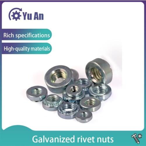 4.8-stage Galvanized Rivet Nut Environmental Protection Plate Gold Nut Rivetnut Rivet Nut Rivet Nut M2-M10 50PCS