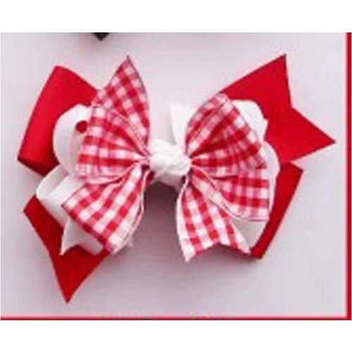 50 BLESSING Good Girl 3 Layer Boutique 4.5" Hair Bow Gingham Clip 49