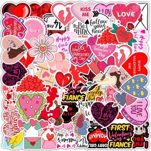 50pcs LOVE Stickers For Notebook Laptop Scrapbooking Material Adesivos Pink Stickers Vintage Valentines Day Craft Supplies