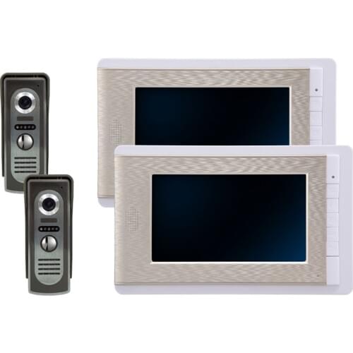7 Inch LCD Monitor With 2Camera Video Door Phone Wired Intercom System