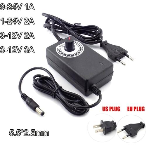 AC/DC AC 100-220V to DC 1-24V 9-24V 3-12V 2A 3A Adjustable Power Adapter with Switching Voltage Regulated Universal Power Supply