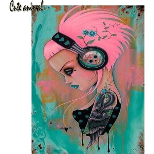 DIY diamond painting skull girl painting embroidery cross stitch set full drill mosaic diamond Paintings halloween decoration