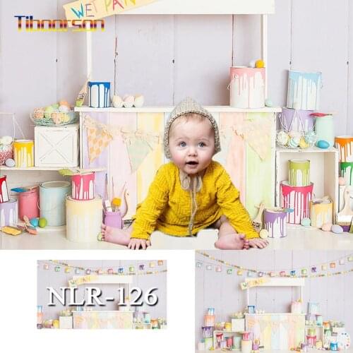 Easter Photography Backdrop Colorful Paint Buckets Eggs Decoration Kids Birthday Photograph Studio Photo Backgrounds
